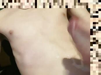 18 year old teen cum on his abs