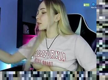 masturbácia, teenagerské, blondýna, webkamera, sólo