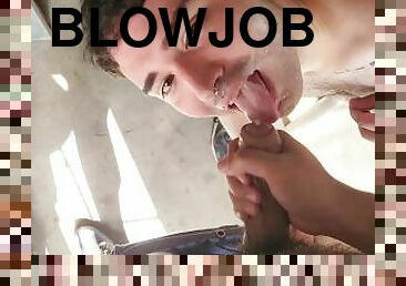 Blowjon and cum in the a mechanic workshop - ft VELLO TATUADO