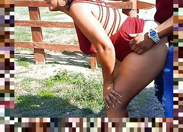 Outdoor sex and exhibitionism. Colombian mature flashes on the road and has sex in public