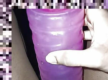 Male masturbating with Perfect size Bottle as Sex Toy