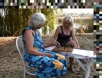 TWO OLD GRANNIES PLAYING