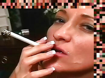Smoking fetish blowjob with hot facial