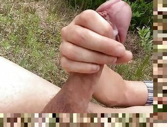 masturbation, en-plein-air, public, amateur, mature, ejaculation-sur-le-corps, énorme-bite, solo, bite