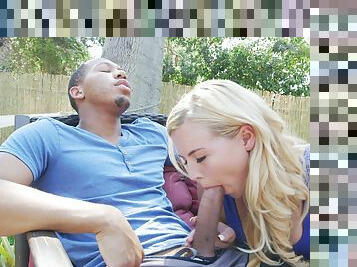 Dirty backyard interracial pleasures for hot blonde