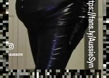 Aussie syn wetlook catsuit corseted