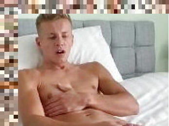 Blonde twink with big dick wanking HUGE CUM SHOT