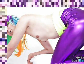 Rainbow Haired Teen Deep Throats Dick