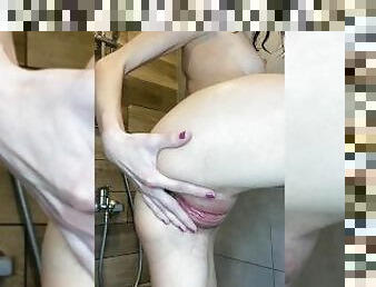 Skinny milf showering and playing with small tits (OF LEAK)