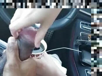 White girl sucks BBC in car