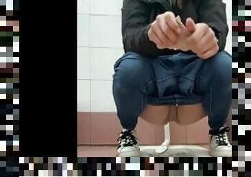 masturbation, pisser, public, amateur, espion, toilette, solo