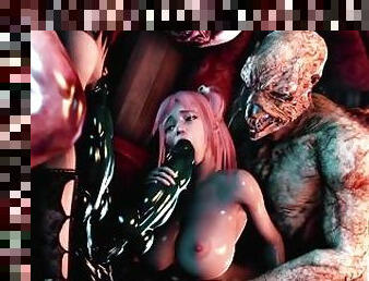 These two horny bitches want more monsters to fuck their asses. Animation hardcore gangbang sex