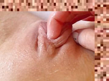 Fast clit rubbing till intense orgasm! Very wet pussy masturbation pov