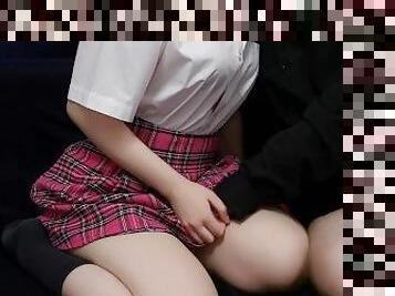 UNDRESSING A SHY JAPANESE SCHOOLGIRL AND TOUCHING HERWET PUSSY