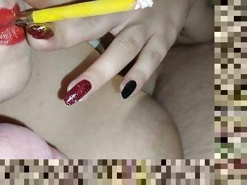 Smoking fetish yellow cigarette golden filter