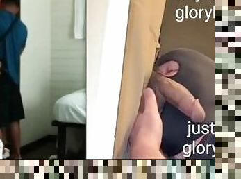 19 y/o latino jock blows huge load all over my face view from other side at onlyfans gloryholefun1