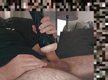 Huge Uncut cock cumming handsfree