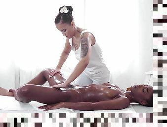 Black babe enjoys more than enough lesbian massage