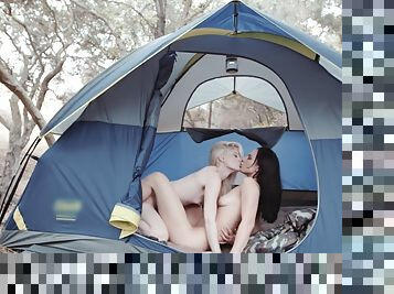 Camping Dykes Pussylicking In Tent During Sapphic Session