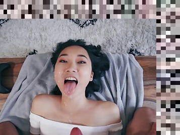 Asian drinks a lot of sperm after flawless POV sex