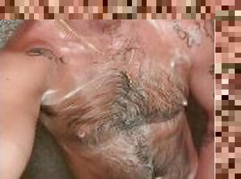 Soapy shower jerk off.