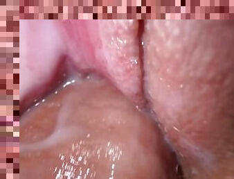 This pussy gets wet from the first touch, Extreme close up creamy fuck