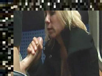 Girl in boots and skirt fucked on train