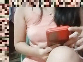 Nalilibugan si GF kakasexting kay BF kaya todo laro sa dede at mabasang puki