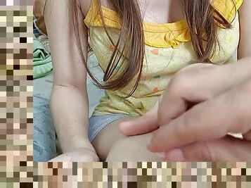 I help my stepsister with her nails and as a reward she lets me fuck her