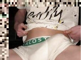 Athletic twink has a big cock in his underpants