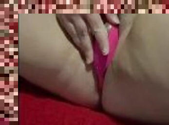 masturbation, orgasme, chatte-pussy, jouet, belle-femme-ronde, point-de-vue, gode, solo