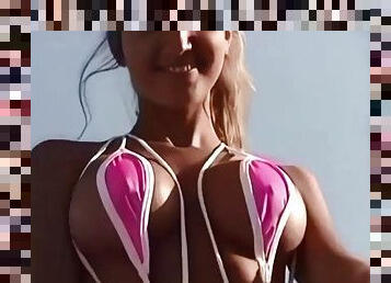 Jodi pink slingshot bikini AI enhanced