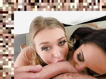 Natalia Starr and Crystal Rush hot massage threesome sex