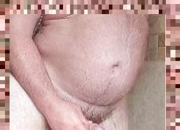 baignade, masturbation, amateur, énorme-bite, douche, solo, bite