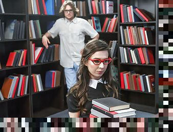 Nerdy babe Ariel Grace gets fucked in the library