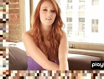 Leanna Decker And Leann A In Redhead Presenting Her Epic Natural Boobs
