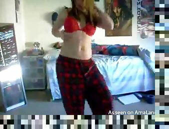 Bra and pajama pants girl dancing