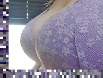 gros-nichons, masturbation, bureau-office, public, amateur, secousses, sale, naturel, seins, fétiche