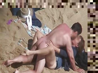 Kissing and fucking his sexy wife on the beach