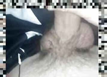 Edging my hard fat cock under the covers