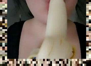 Sucking on a Banana like a Good Little Slut