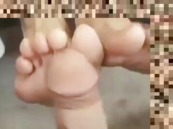Footjob secret stranger pov pink toes
