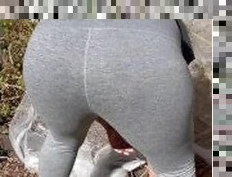 Hira Indian Beauty - Sexy Desi Milf Bending Over in Tight Leggings at Outdoor