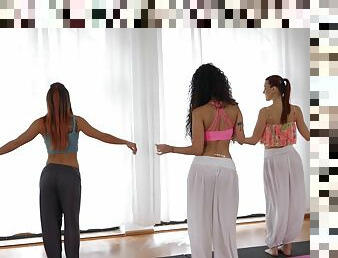 Yoga lesson is quickly to turn slutty and wild for these hot lesbians