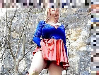 Huge Tits Redhead Alexsis Faye play in Cosplay costume Masturbate and Running