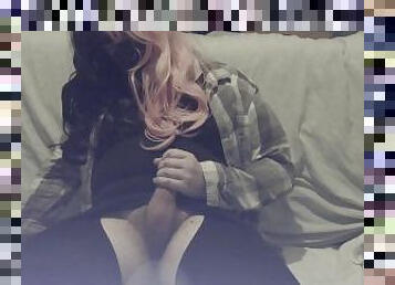 ????????Femboy Masturbating in Crotchless Tights and Wig????????
