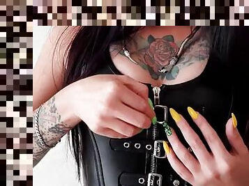 öffentliche, spielzeug, schwer, pornsterne, sadomasochismus, fetisch, herrin, domina, tattoo, leder