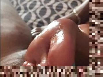 Turquoise French Tips Ebony FootJob