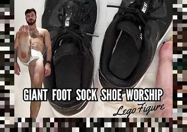 Giant foot sock shoe worship - Lego figure