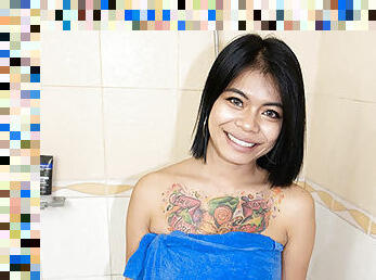 Big-Titted Thai Bimbo Washes Her Big Juicy Udders - MongerInAsia
